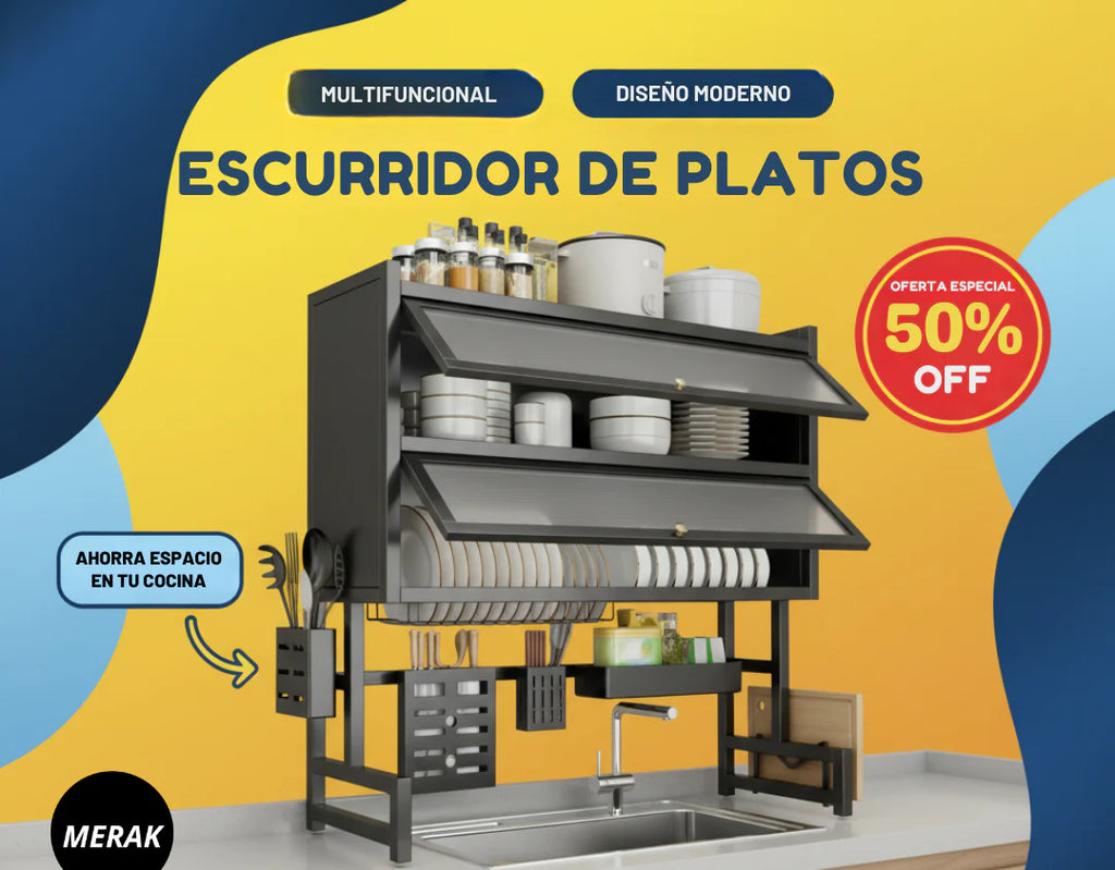 Escurridor de Platos sobre Lavaplatos dos niveles + Accesorios🧼