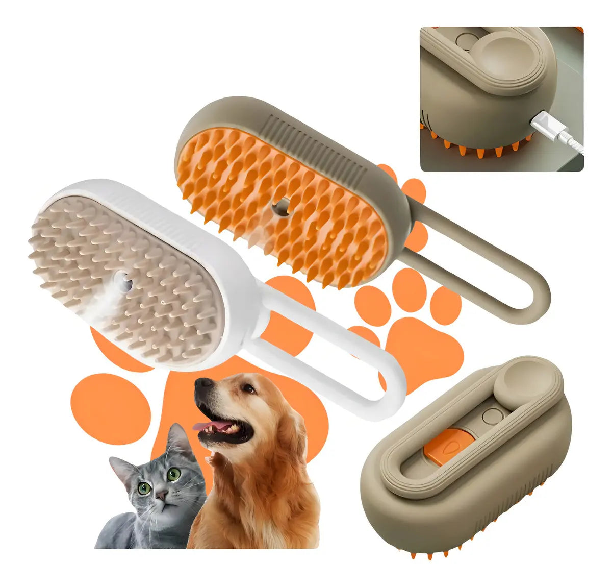 🐾 PeluCare - Cepillo a Vapor 3 en 1 para Mascotas